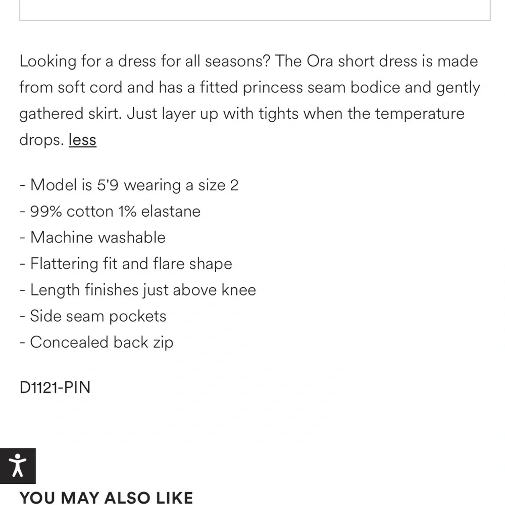 Boden Ora Pink Corduroy Dress 4 Long